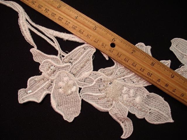 Dress It Up -  Vintage Beaded and Pearl White Wedding  Appliques - Collar - 1 Set (T)