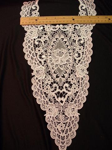 Large Vintage Lace Yoke Applique - White - (4)