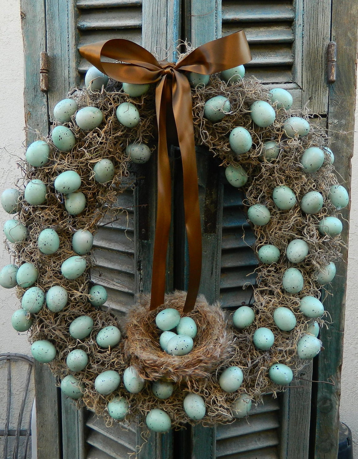 Door Wreath Spring Wreath Egg Wreath Easter Wreath Robins Blue Egg Wreath