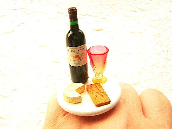 Wine Ring Kawaii Miniature Food Jewelry