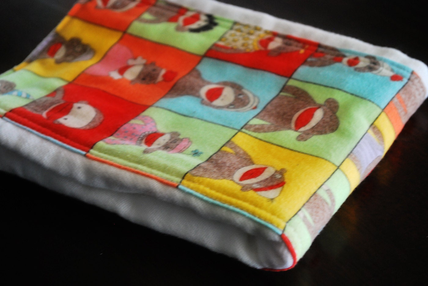 Silly Sock monkey burp cloth