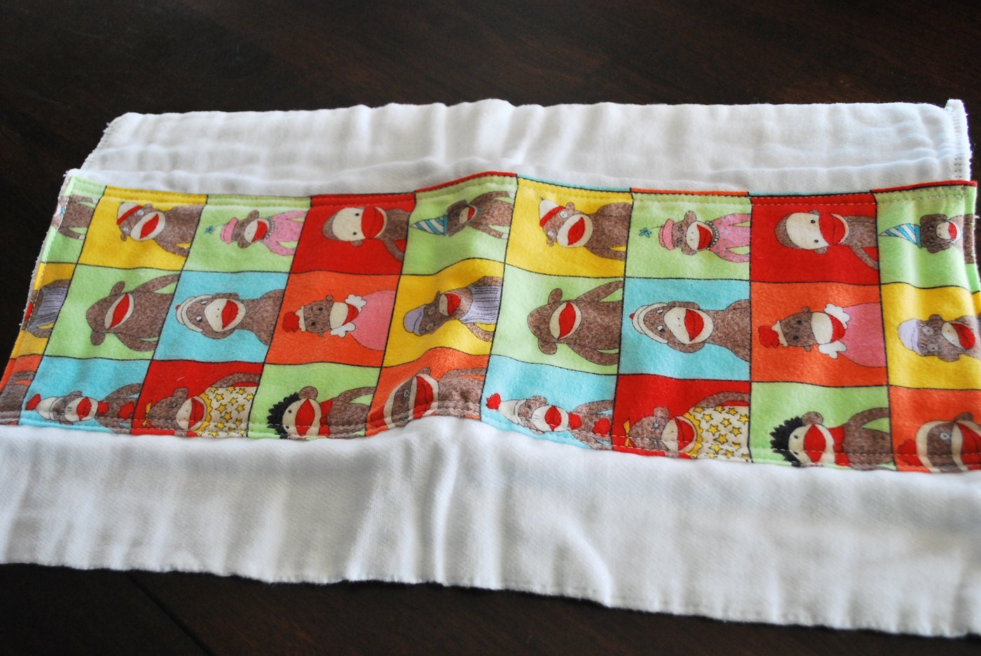 Silly Sock monkey burp cloth