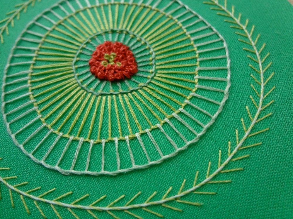 hoop art - hand embroidered freeform flower in 5 inch hoop by bo betsy - free shipping