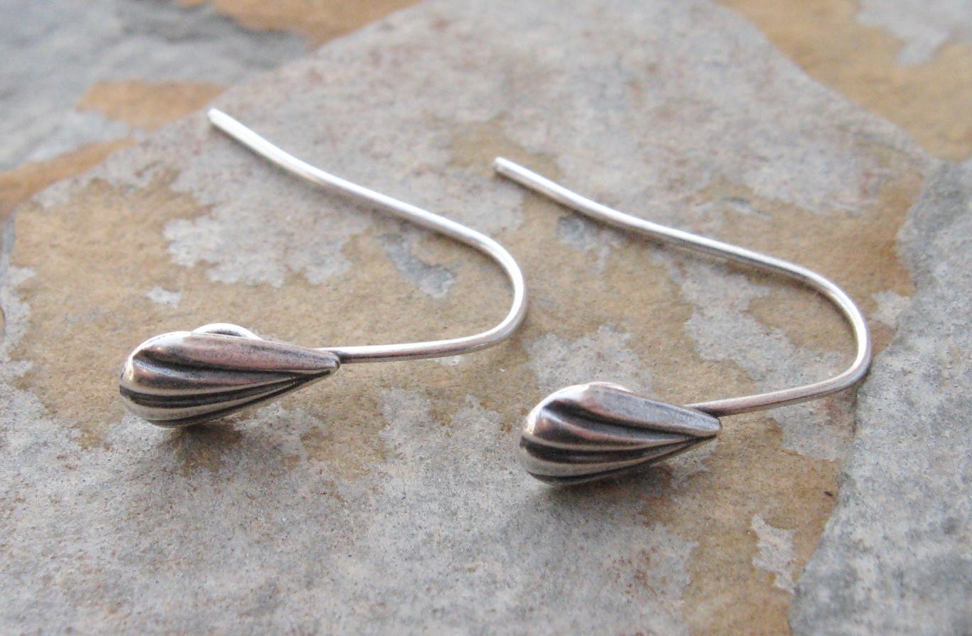 6 Antique Silver French Hook with Shell Earwires -  Trinity Brass Co. LOW SHIPPING