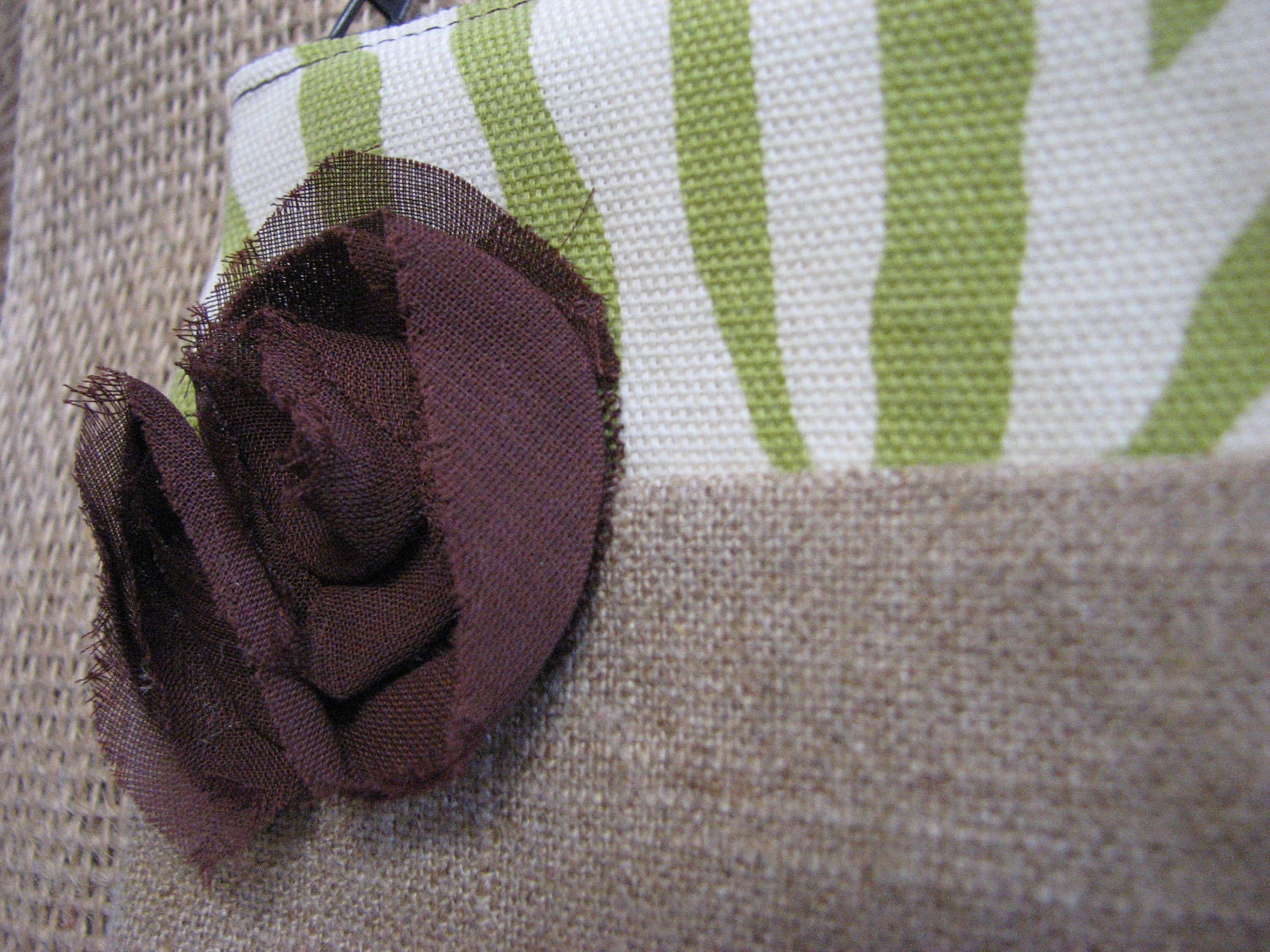 Green Tweed Zebra Stripe Zipper Pouch ( set of two)