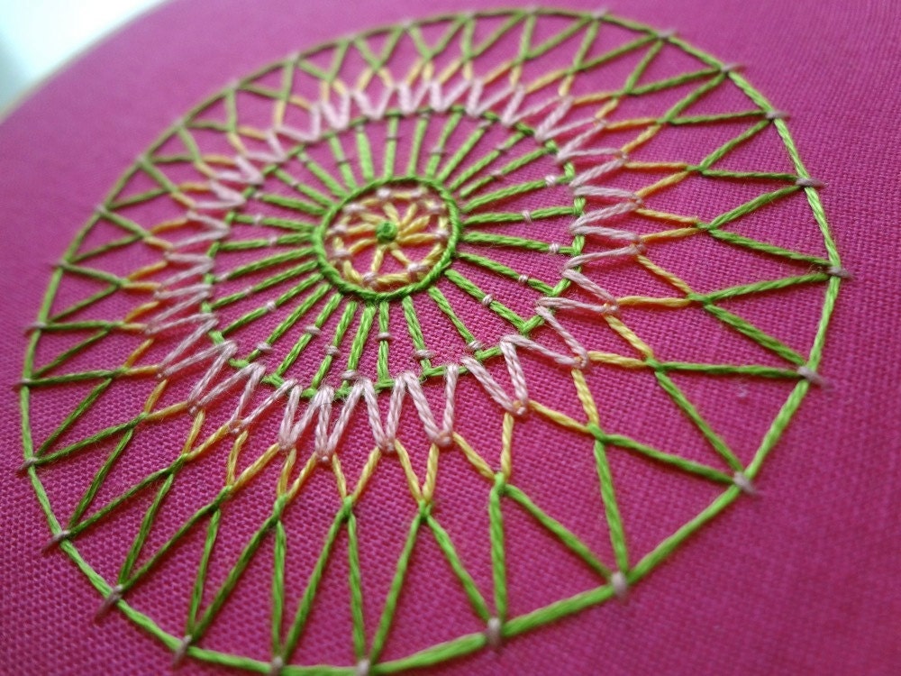 hoop art - hand embroidered freeform flower in 4 inch hoop by bo betsy - free shipping
