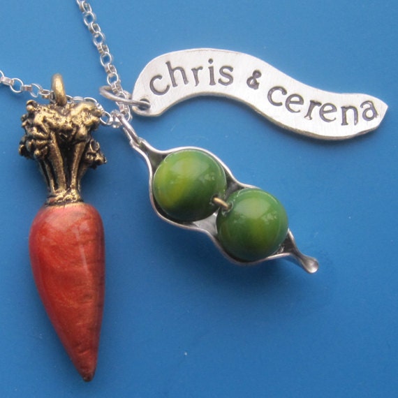 Peas and Carrots Charm Necklace