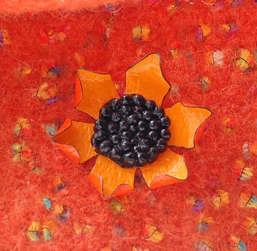 felted wool bag purse tangerine tango