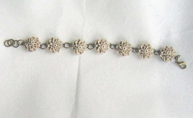 Floral Bracelet in Mushroom Colour, Ideal for Bridesmaids