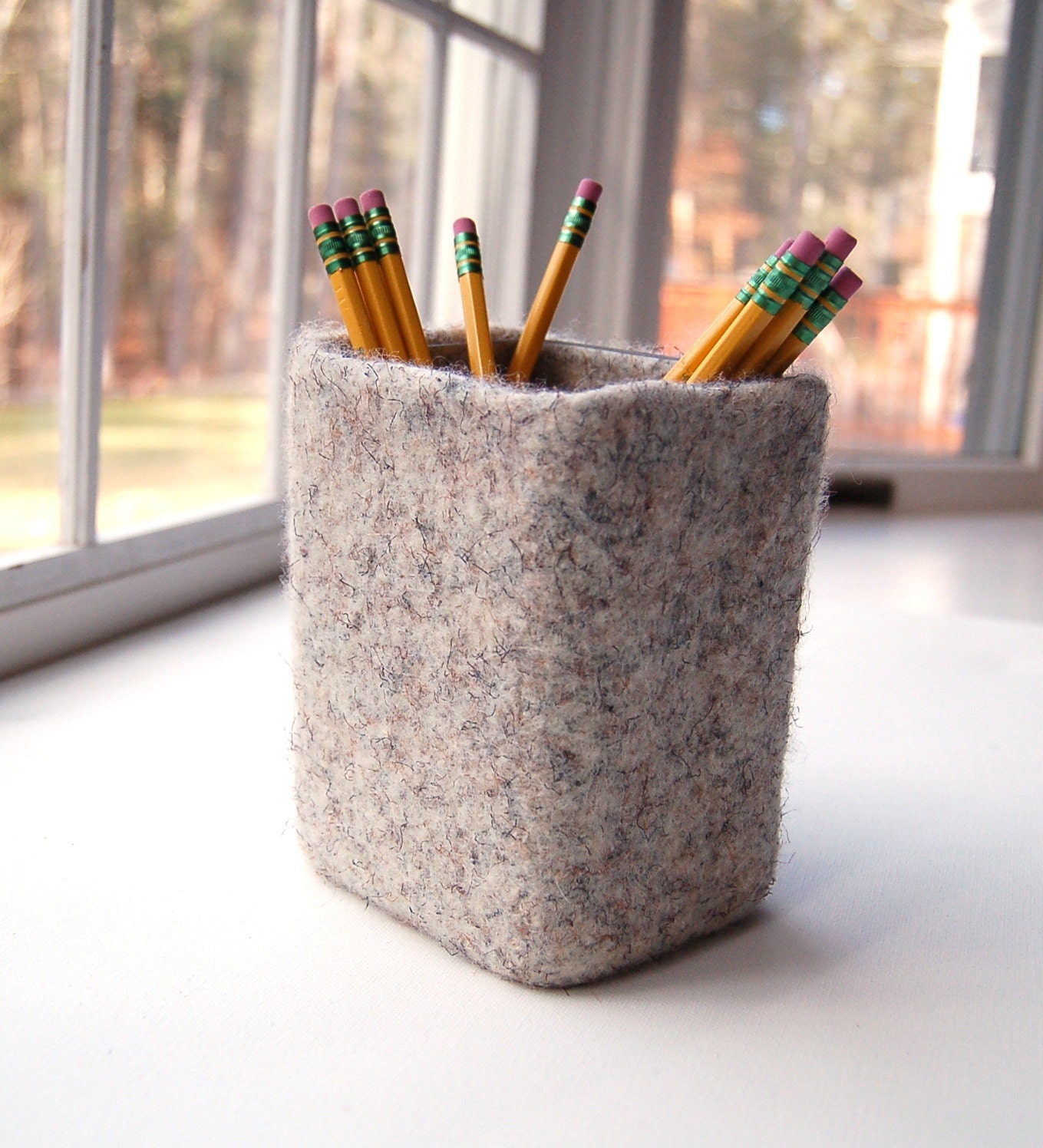 felted wool glass vase pencil holder