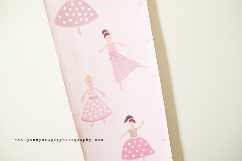 Personalized Children's Growth Chart, Ballet, Pottery Barn Ballerinas, Girly, Pink