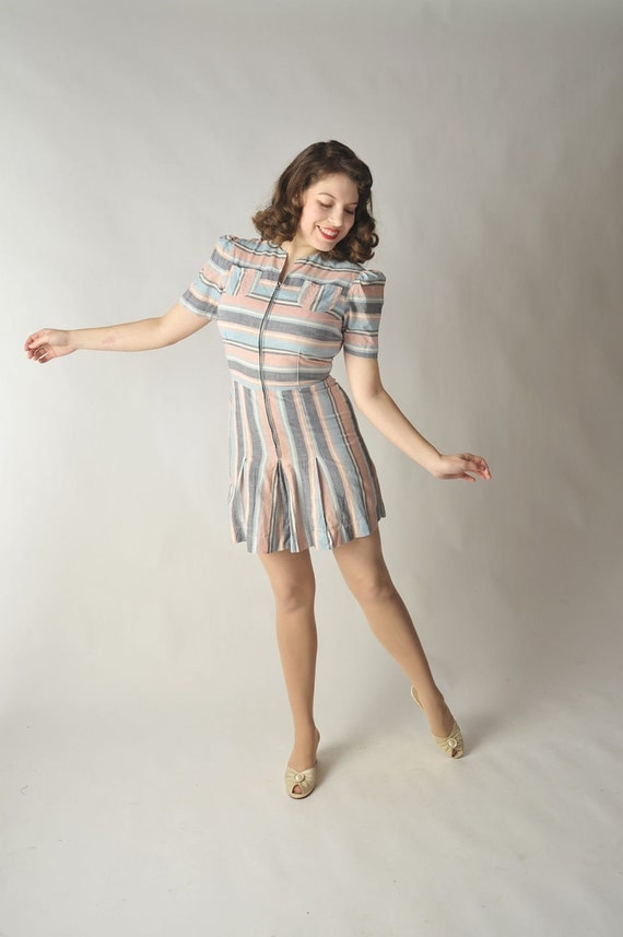 Vintage 1940s Playsuit // Summer Fashion at Fab Gabs: The Rosie Pastel Striped Play Suit