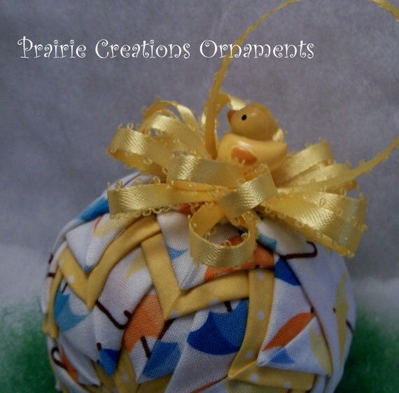 Quilted Ornament Spring Easter Duck Umbrellas - April Showers
