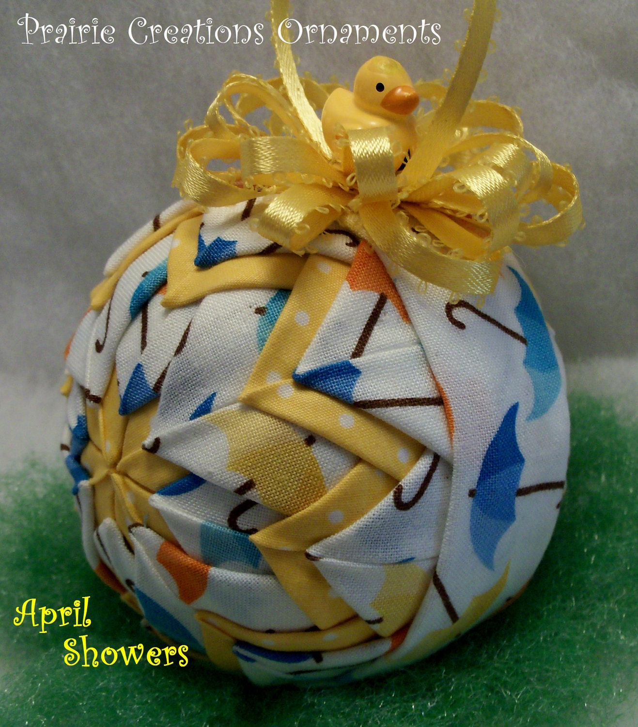 Quilted Ornament Spring Easter Duck Umbrellas - April Showers
