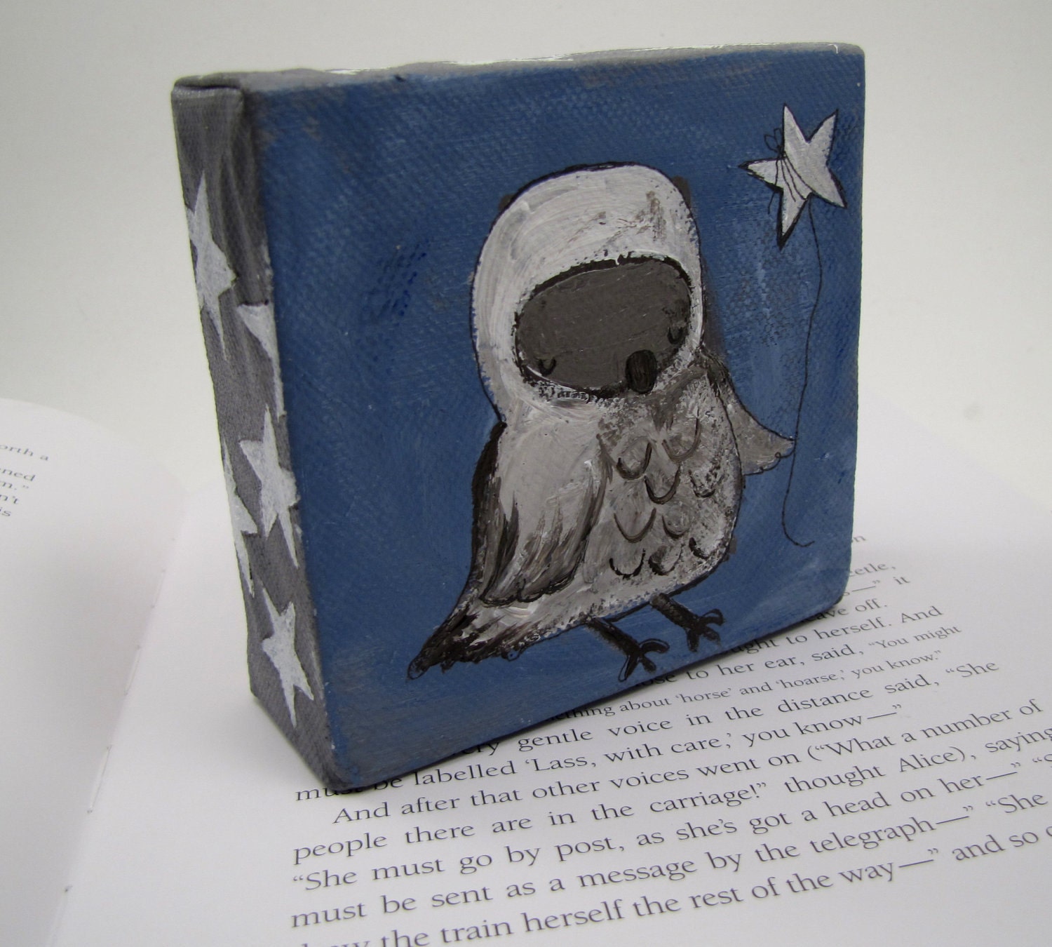 Original Owl Painting, Whimsical Childrens Art, Woodland Decor