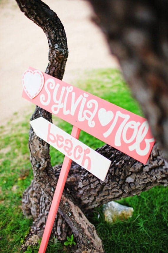 Custom Hand Painted Wedding Sign with Stake As Seen on STYLE ME PRETTY