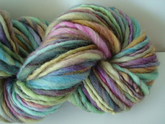 Handspun Thick & Thin Singles Yarn "Aurora" 78 yds