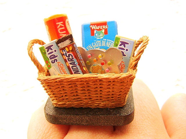 Kawaii Miniature Food Ring Sweet Gift Basket