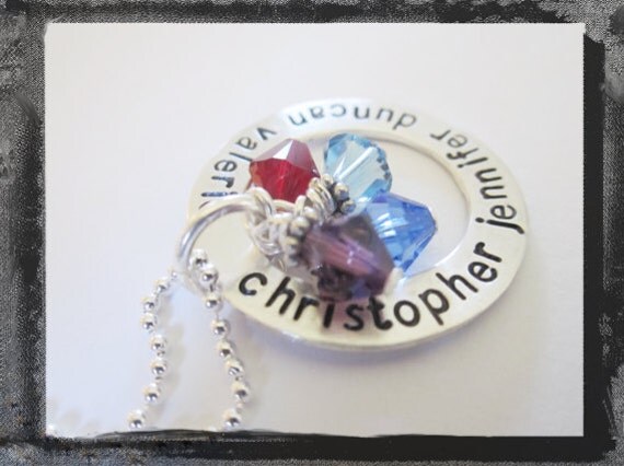 Sterling Silver Personalized Family Washer Necklace