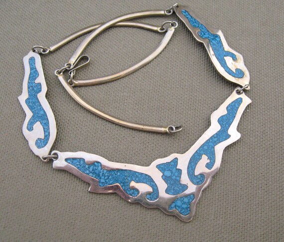 Southwestern Sterling NecklaceTurquoise Mosaics