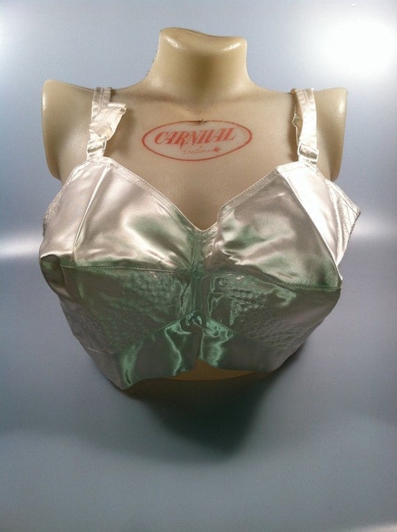 Satin Bullet Bra by Exquisite Form Brassieres Circle Stitched 1950s Vintage Deadstock