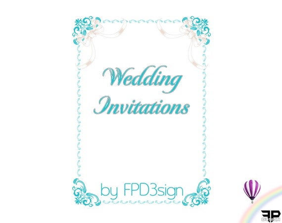  Teal Elegant Turquoise Romance RSVP Reception card place card wedding 