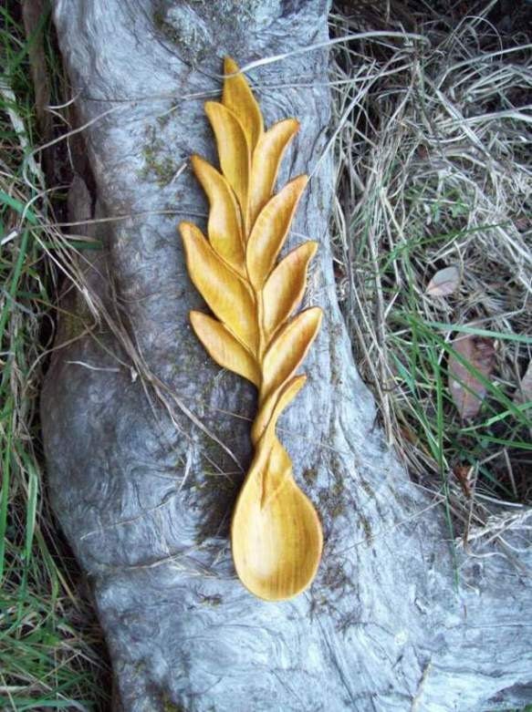 hand carved Osage Orange  wooden love spoon