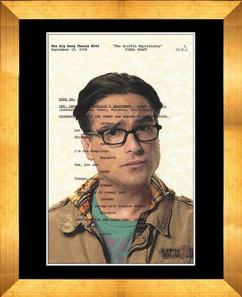 Script Art Big Bang Theory Series Leonard Hofstadter From theframejob
