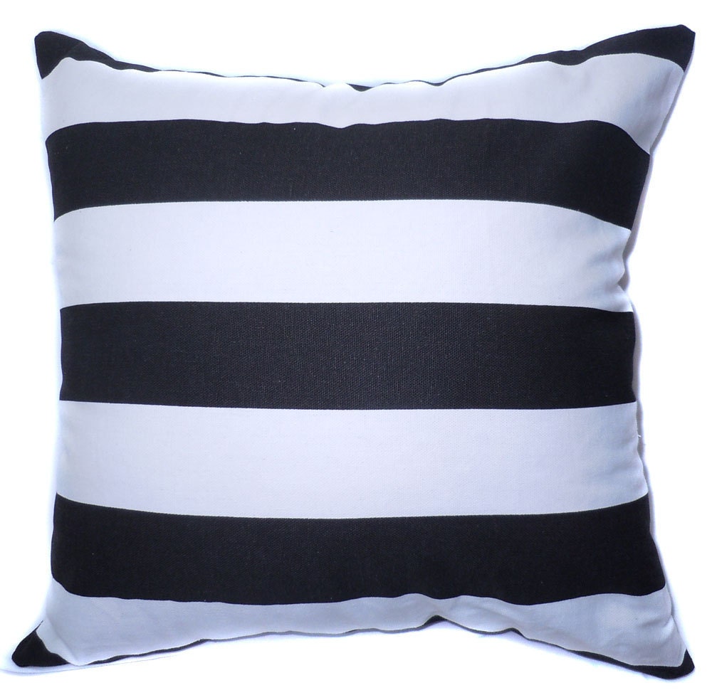 EA16 - Linen Sofa Pillow Cases /Cushion Covers 18"x18" (45cm X 45cm)(Black White Thick Stripe Rainbow )