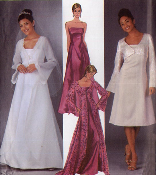 Strapless Wedding Dress Pattern Simplicity 5246 Long Coat with Train 