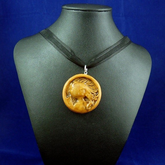 Brass Cthulhu Cameo Necklace - Handmade Polymer Clay Jewelry