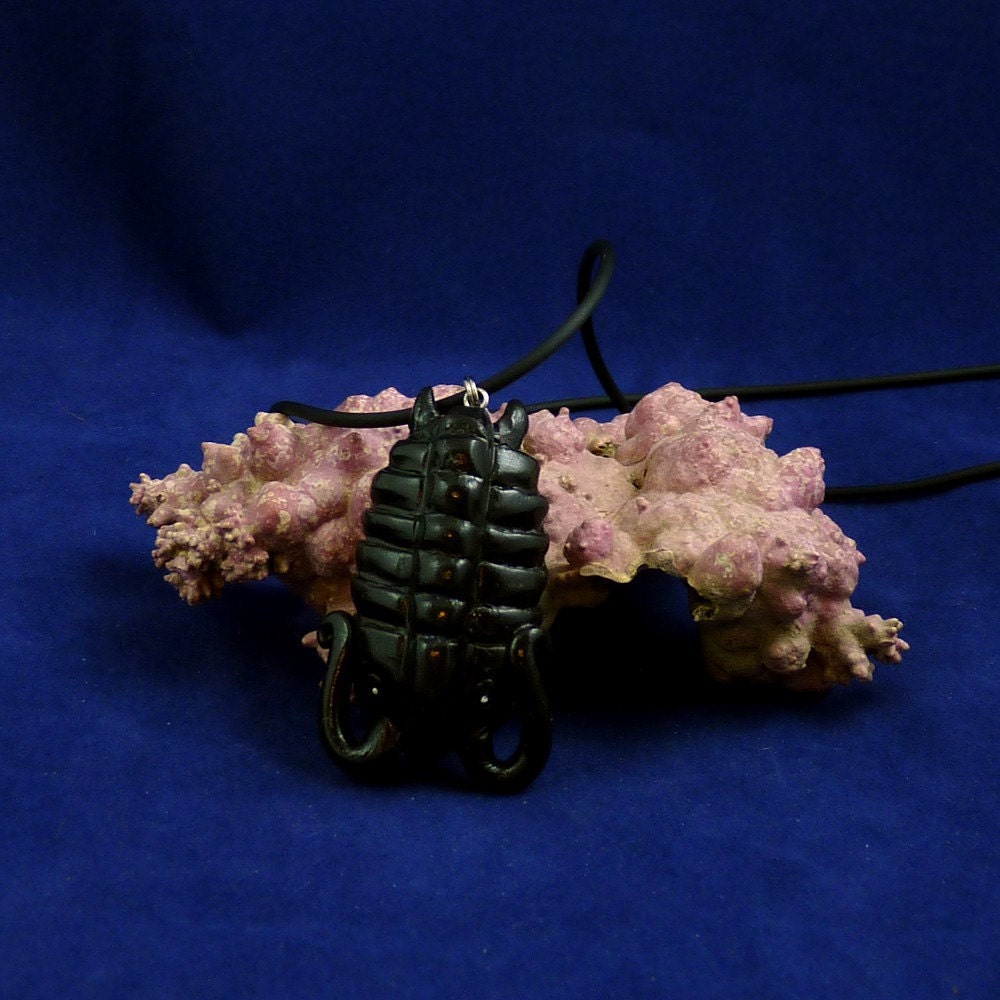 Black Trilobite Necklace- Handmade Fossil Inspired Jewelry