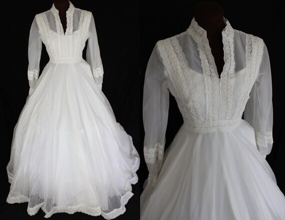 1960s Wedding Dress Ivory Wedding Gown Boho Wedding Dress