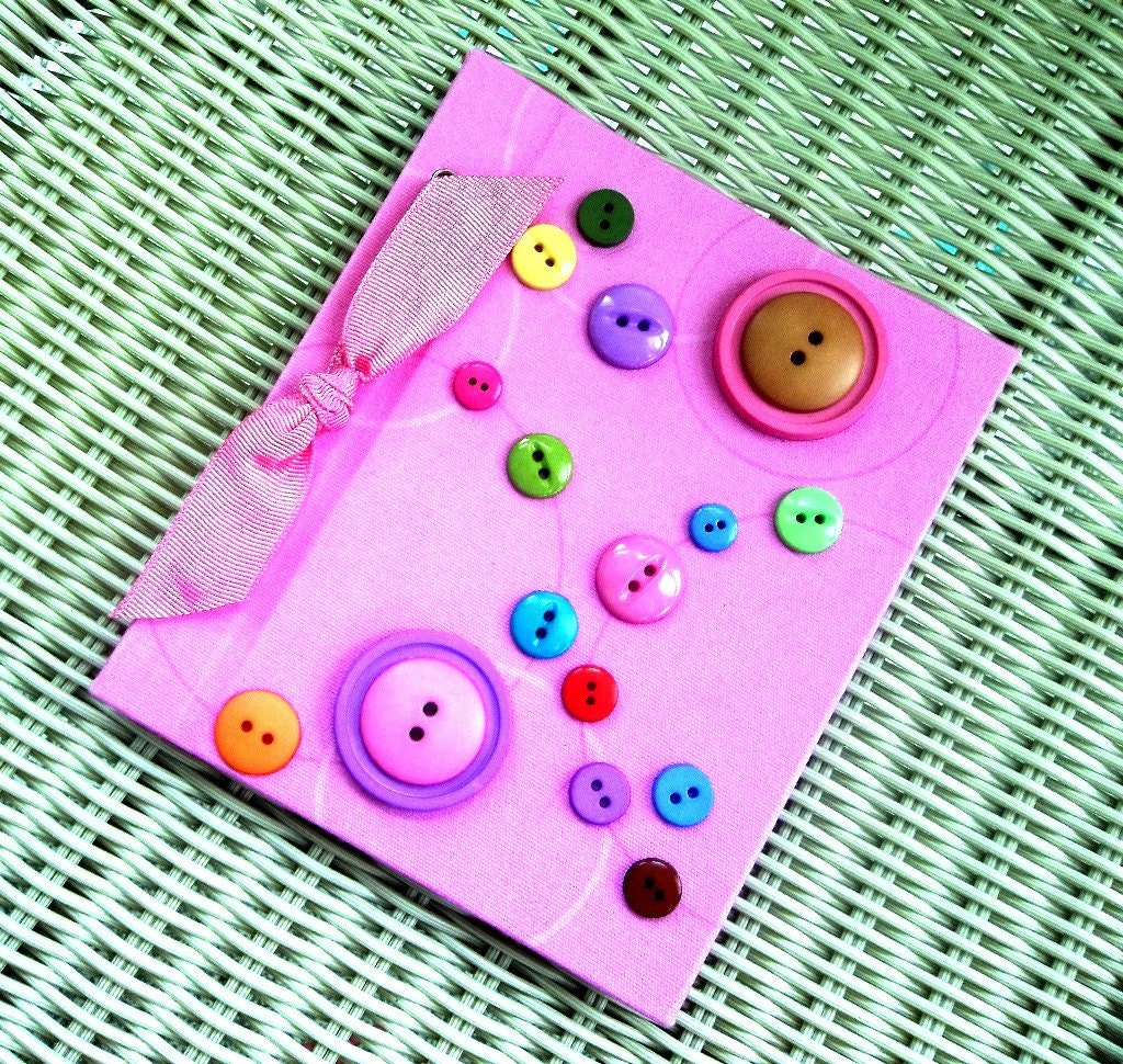 Pink Button Photo Album, Circles, Bows
