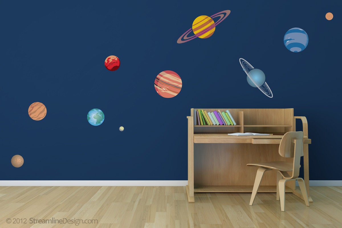 Planetary System Vinyl Wall Art Decor With All Planets - Including Pluto