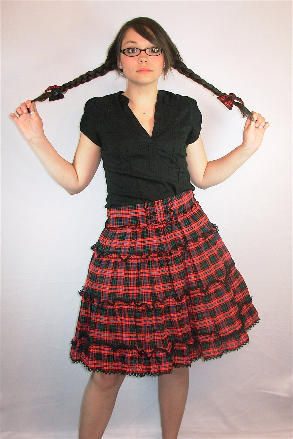 Tiered tartan skirt