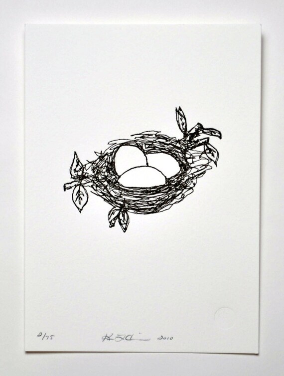 Nest (drawing in thread)- Letterpressed Print