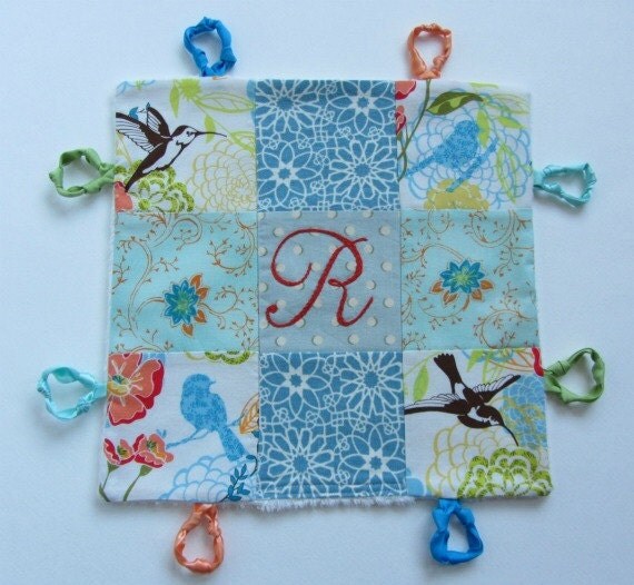 Baby Lovey Blanket with Custom Hand Embroidery  by Dolce Dreams