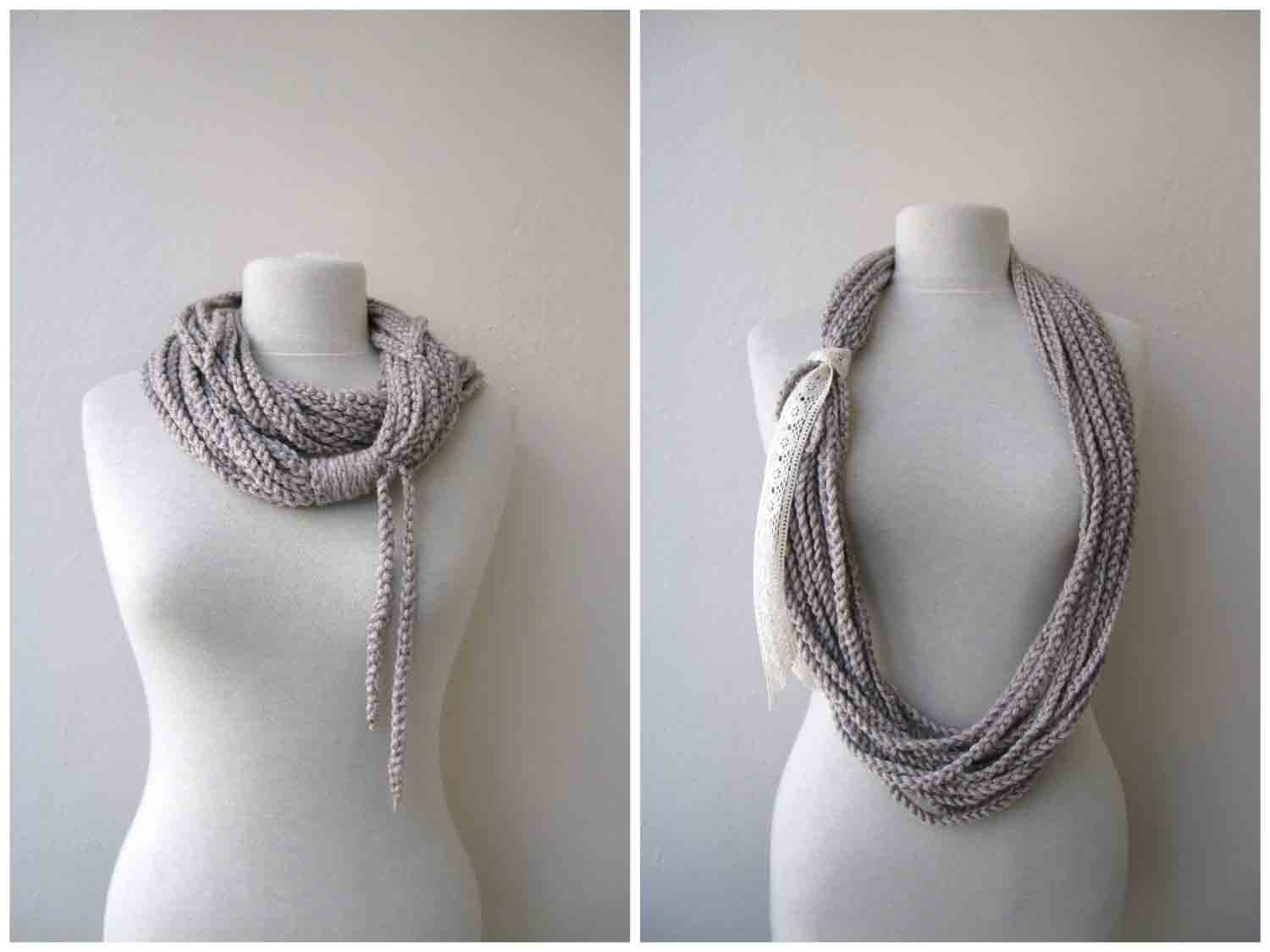 Coffee Milk Scarf Lariat Cowl Necklace - Fall Fashion Winter accessories Ready to Ship Designer Fashion SALE