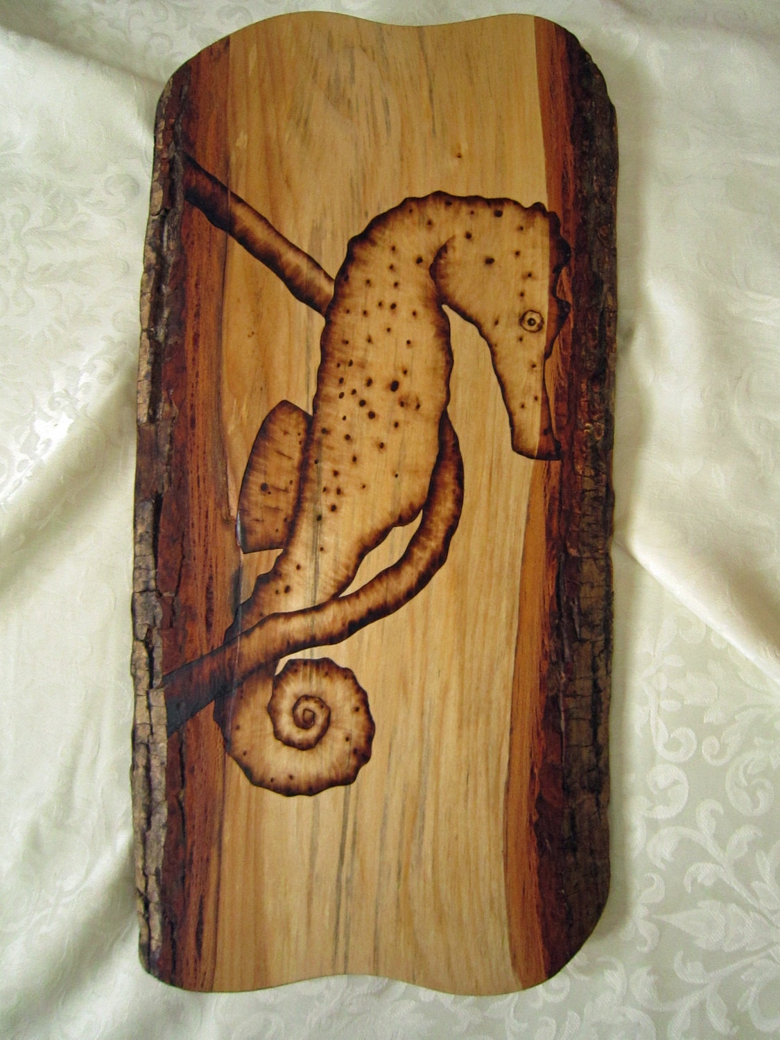 seahorse ocean sea life wall decor - seahorse in saltwater reef hand made on basswood