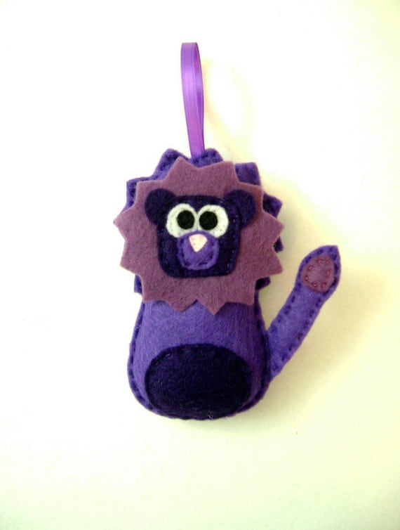 Christmas Felt Ornament - Lloyd the Purple Lion