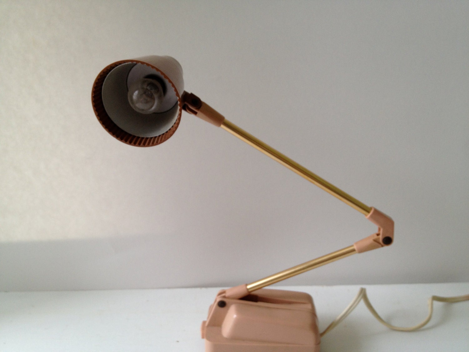 Vintage Gooseneck Desk Lamp - Rose Pink/Gold/Brown