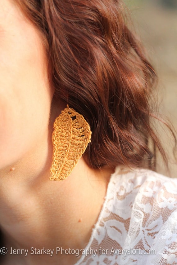 Crochet Leaf Earrings
