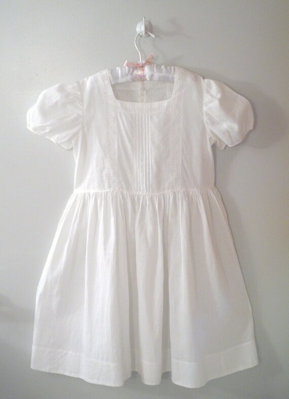 1930's Handmade White Lace Pin Tuck Dress