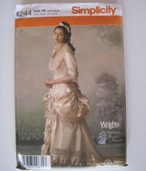Simplicity 4244 Victorian Bustle Bridal Gown Dress Costume Pattern OOP 