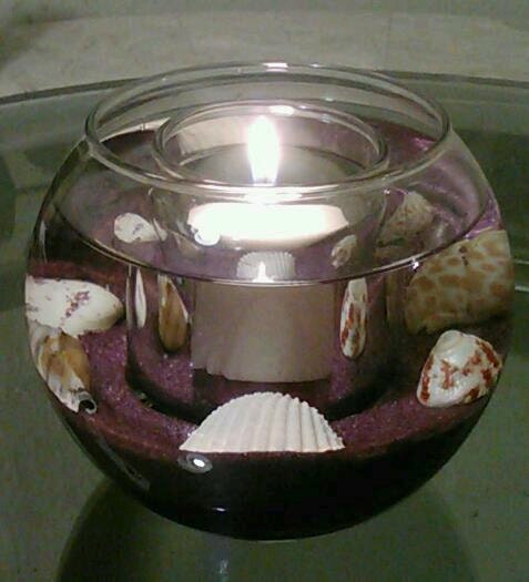 Glass Wedding Centerpiece Fishbowl Vase Votive Candle Holder Purple with 