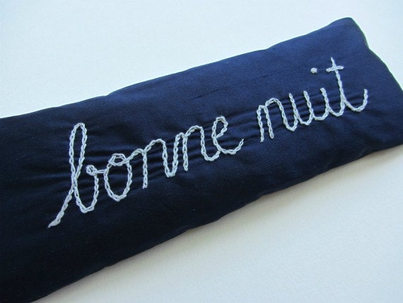Lavender and Flaxseed Eye Pillow with Hand Embroidery by Dolce Dreams
