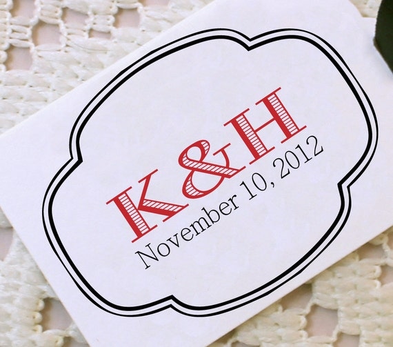 Monogrammed Wedding Favor Tags - Set of 50