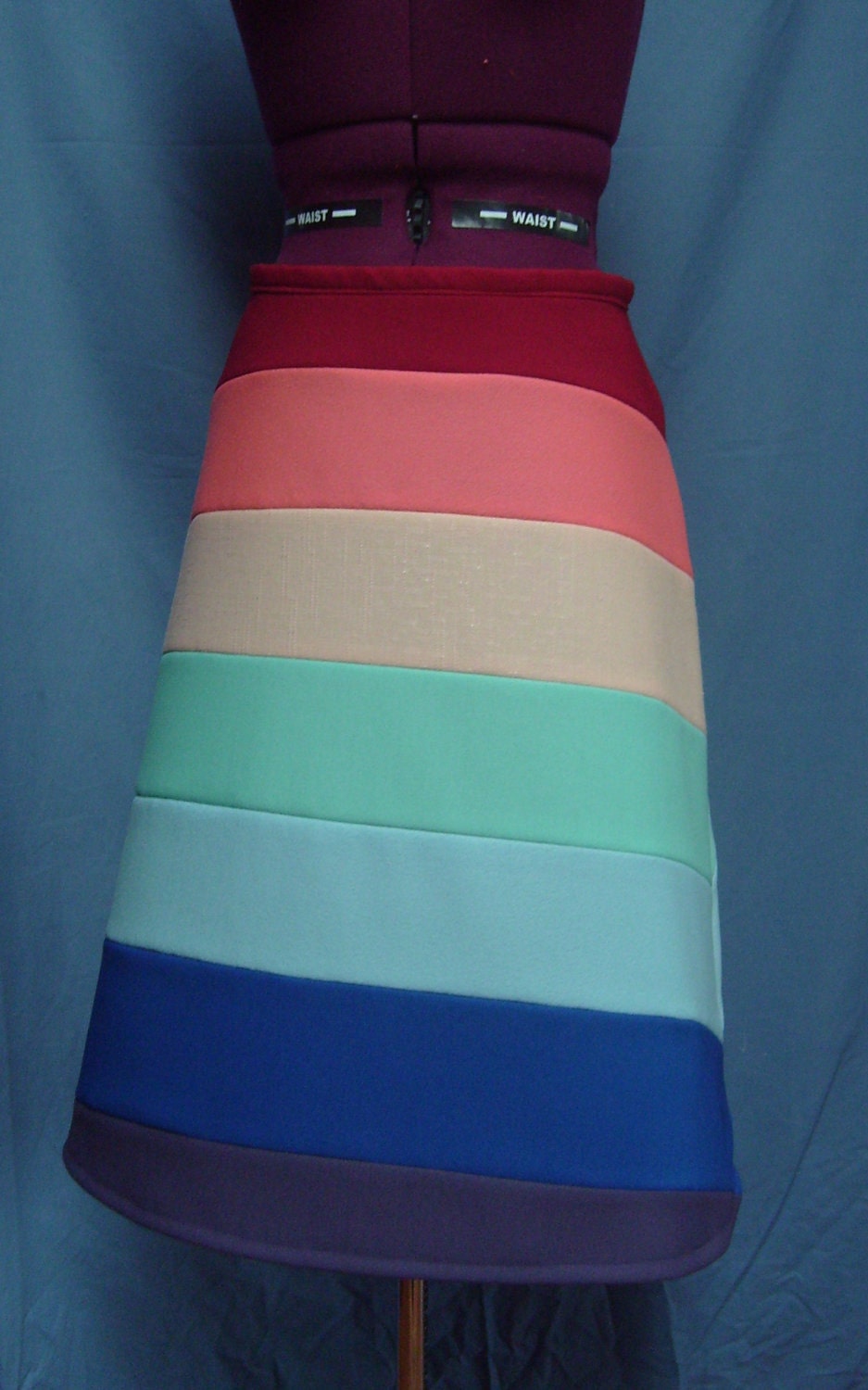 Handmade ALine Rainbow Polyester Skirt
