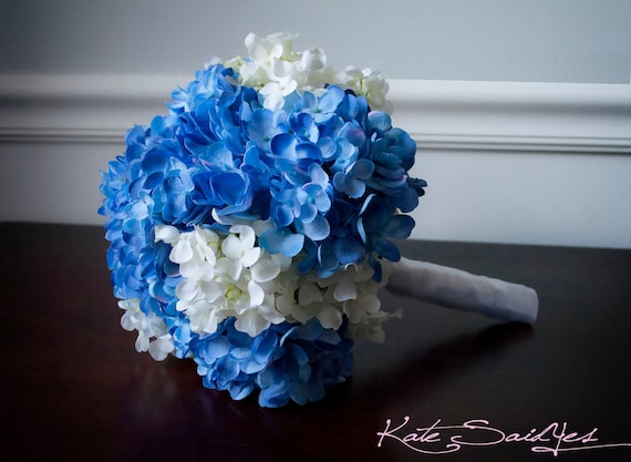 Wedding Bouquet Blue and White Hydrangea Bridal Bouquet